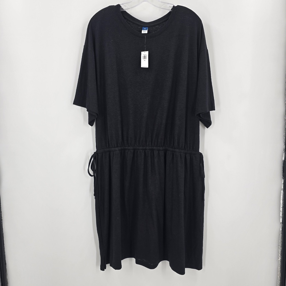 NWT Old Navy Dress Womens XXL Tie Waist Black Knee Length